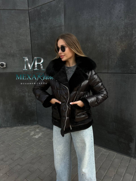 Пуховик с мехом Max Mara черный