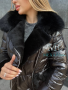 Пуховик с мехом Max Mara черный